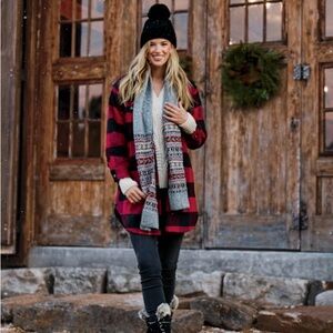 Natural Reflections Red and Black Plaid sweater